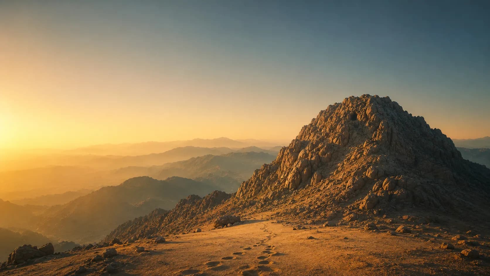 Chemin vers la montagne au coucher du soleil — le parcours d'apprentissage du Coran